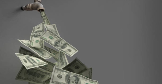 money coming out of faucet